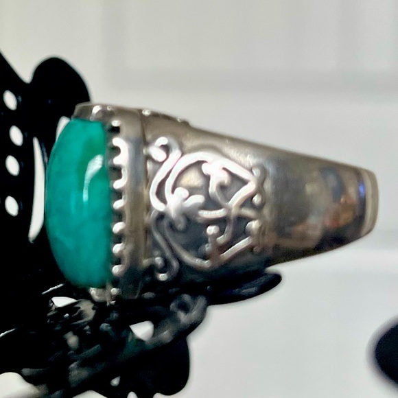 Silpada Vintage Rare .925 Sterling Silver Genuine Turquoise Filagree Ring Sz7.75 - Picture 9 of 9